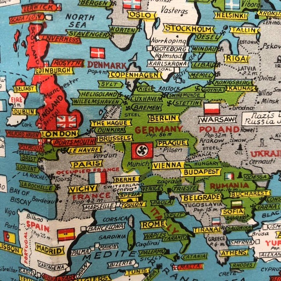 Vintage Stanley Turner New Dated Events WWII Map The Grolier Society Ltd. pub. - Picture 10 of 14